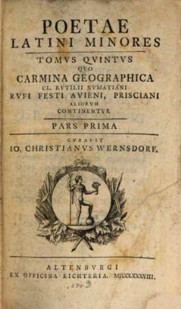 Poetae Latini Minores, Tomvs Qvintvs. [Carmina geographica]