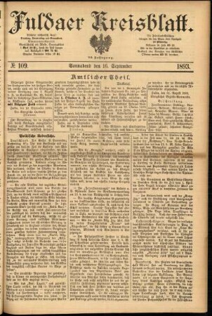 Erste Ausgabe vom Samstag, den 16. September 1893.