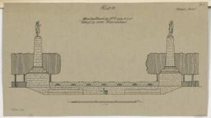 Fliegerdenkmal Monatskonkurrenz Februar 1917: Aufriss Parkansicht 1:100; Maßstabsleiste