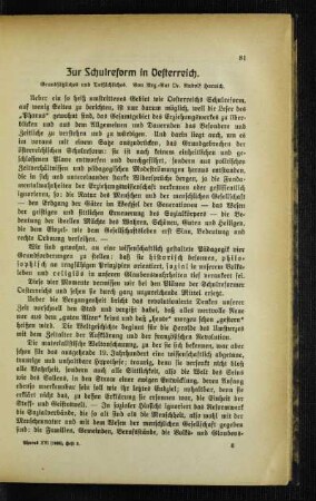 Zur Schulreform in Oesterreich : Grundsätzliches und Tatsächliches