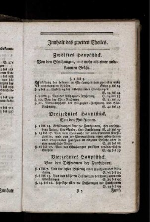 Inhalt des zweiten Theiles.