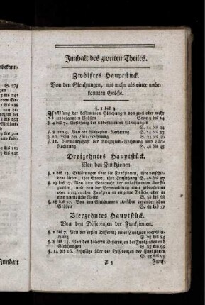 Inhalt des zweiten Theiles.
