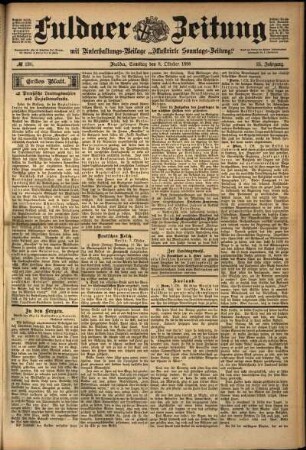 Erste Ausgabe vom Samstag, den 08. Oktober 1898.