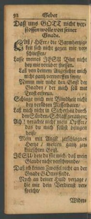 Daß uns GOTT nicht verstossen wolle von seiner Gnade