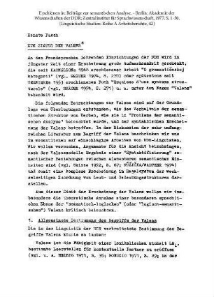 Zum Status der Valenz
