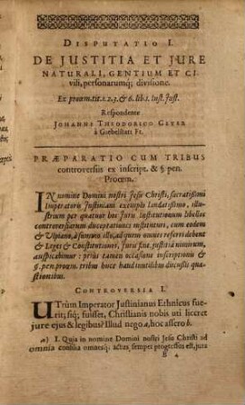 Philippi-Henrici Hoenonii U.J.D. Disputationum Juridicarum Libri Tres, Ad Principis augustissimi & sacratissimi Imperatoris Justiniani Jus Civile : De Qvibvs, Ipso Praeside, In Florentissima Potentissimorum Saxoniae Principum Academia Salana, quae Jenae est, & in illustri Nassovica, superioribus annis disputarunt juvenes Legum & Juris studiosissimi; quorum nomina singulis disputationibus adscripta sunt. Adjecta est disputatio Auctoris in celeberrima Academia Marpurgensi die 27. Julii anno 1604. pro gradu Doctoratus habita, 1. Ed. 5. ... correctior et locupletior. - 1617. - 387 S.