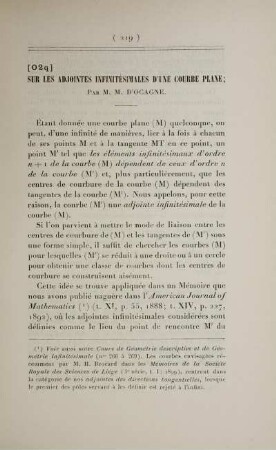 [O2 q] Sur les adjointes infinitésimales d'une courbe plane.