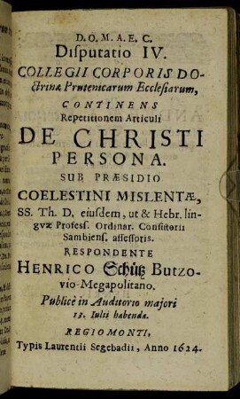 Disputatio IV. De Christi Persona.