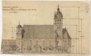 Bestelmeyer, German; Nürnberg (Bayern); Ev. Friedenskirche St. Johannes - Mappe 1: Ansicht von Süden