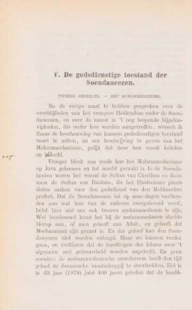 V. De godsdienstige toestand der Soendaneezen. Tweede gedeelte