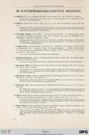 III. Naturwissenschaften, Medizin (Nr. 68-93)