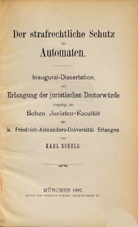 Der strafrechtliche Schutz des Automaten
