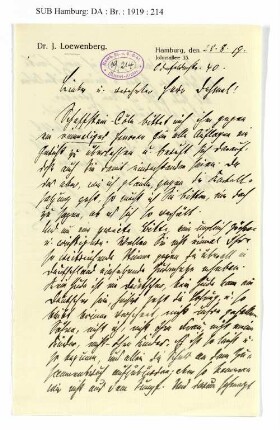 Brief an Richard Dehmel
