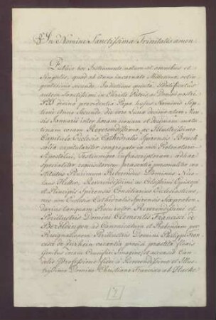 Instrumentum investituare Clemens Franz von Beroldingens.