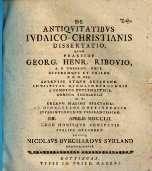 De Antiqvitatibvs Ivdaico-Christianis