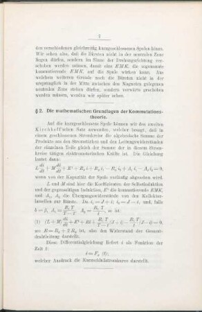 § 2. Die mathematischen Grundlagen der Kommutationstheorie.