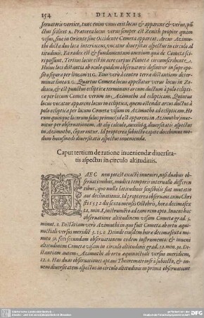 Caput tertium de ratione inueniendae diuersitatis aspectus in circulo altitudinis.