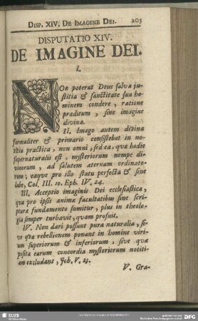 Disputatio XIV. De Imagine Dei