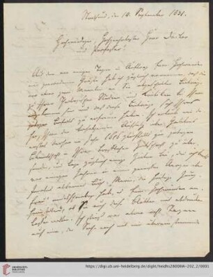 Korrespondenz Gottlieb Mohnike / Carl Ullmann: Brief von Gottlieb Mohnike an Carl Ullmann