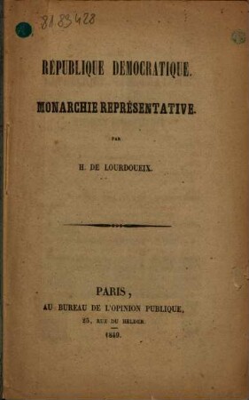 République democratique : monarchie représentative