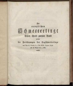 Theil 1,2,Text: Die Schmetterlinge in Abbildungen nach der Natur mit Beschreibungen. Erster Theil