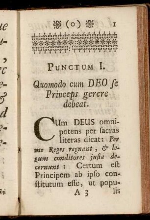 Punctum I. Quomodo cum Deo se Princeps gerere debeat.