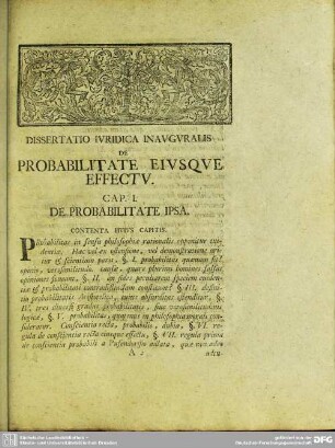 Cap. I. De Probabilitate Ipsa