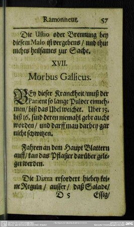 XVII. Morbus Gallicus
