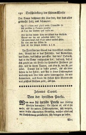 Zehentes Capitel. Von der lyrischen Poesie.