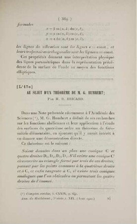 [L¹ 17e] Au sujet d'un theorème de M. G. Humbert.