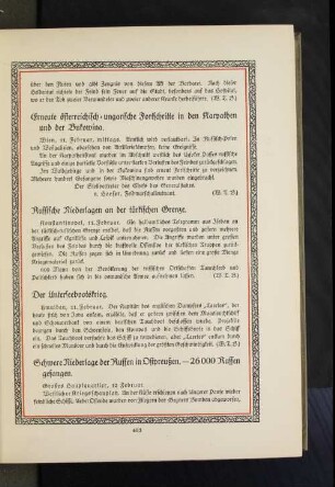 Erneute österreichisch=ungarische Fortschritte in den Karpathen und der Bukowina.