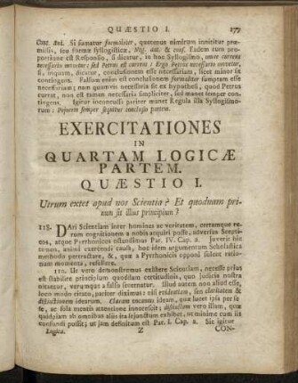 Exercitationes in Quartam Logicæ Partem. Quæstio I.
