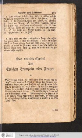 Von etlichen Exempeln oder Fragen