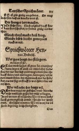 Sprichwörter Henrici Bebelii.