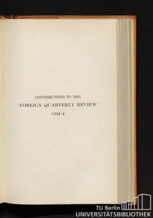 Contributions to the foreign quarterly review