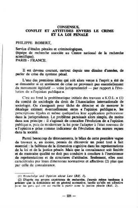 223-248, Consensus, Conflit et attitudes envers le crime et la loi pénale
