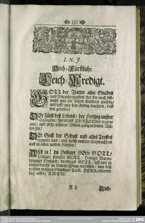 Leichenpredigt : Christliche Trauer- und Leich-Predigt. Leichtext, Abhandlung