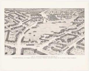 Wettbewerb Groß-Berlin 1910 Typ einer Kleinsiedlung Buckow-Rudow: Perspektivische Ansicht (Vogelschau)