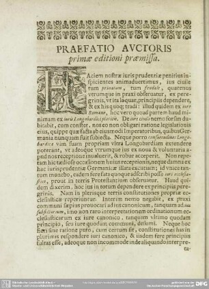 Praefatio Auctoris primae editioni praemissa