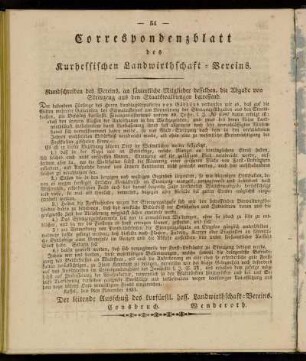 Correspondenzblatt des Kurhessischen Landwirthschaft-Vereins