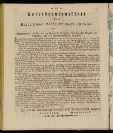 Correspondenzblatt des Kurhessischen Landwirthschaft-Vereins