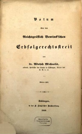 Votum über den Reichsgräflich Bentick'schen Erbfolgestreit, 3