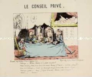 Le conseil privé - Karikatur auf Napoleon III. und Émile Ollivier