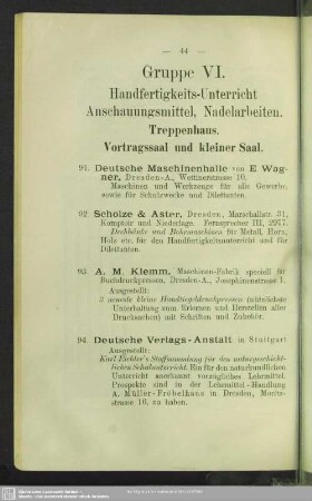 Gruppe VI. Handfertigkeits-Unterricht Anschauungsmittel, Nadelarbeiten