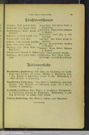 Trichinenschauer, Botenverkehr