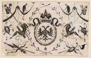Wappen mit Doppeladler und Kaiserkrone (Schwarzgroteske, Goldschmiedeornament)