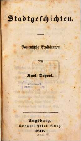 Stadtgeschichten : Romantische Erzählungen