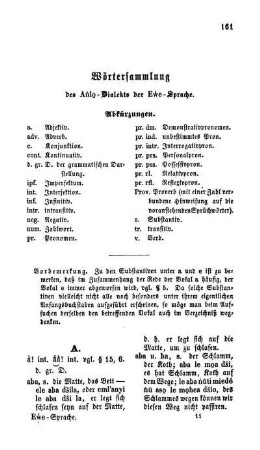 Wörtersammlung des Aṅlo-Dialekts der Eẃe-Sprache.