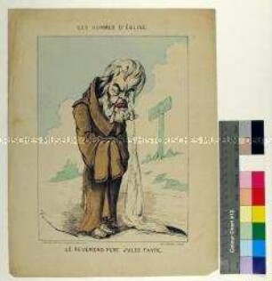 Karikatur auf den französischen Außenminister Jules Favre in Mönchskleidung auf dem Gang nach Versailles (in französischer Sprache)