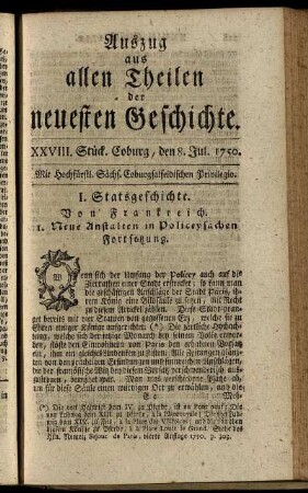 XXVIII. Stück. Coburg, den 8. Jul. 1750.